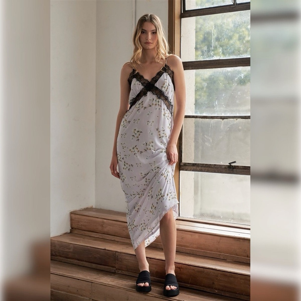 Sugarlips Floral & Lace Maxi Slip Dress